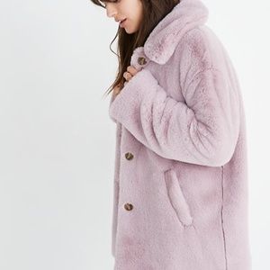 Madewell Faux Fur Coat in Wisteria {NWOT} Medium